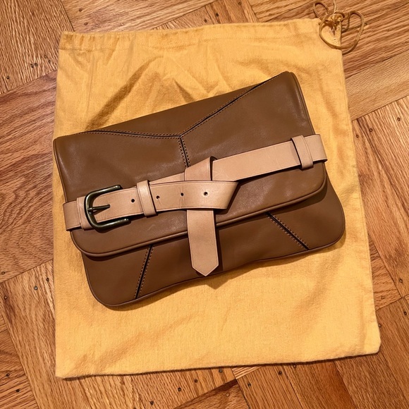 EUC Ann Taylor Belted Brown Leather Clutch - Picture 5 of 5